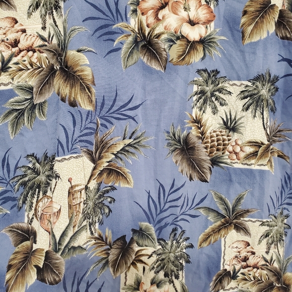 Pierre Cardin Blue Pineapple Tropical Hawaiian Button Down Shirt XL - Picture 7 of 7